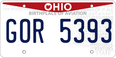 OH license plate GOR5393