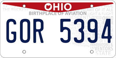 OH license plate GOR5394