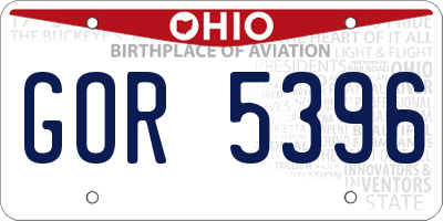 OH license plate GOR5396