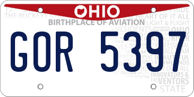 OH license plate GOR5397