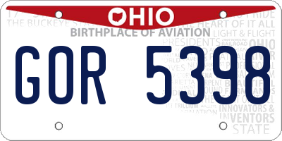 OH license plate GOR5398