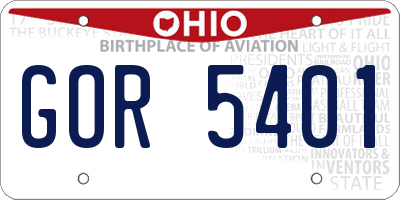 OH license plate GOR5401