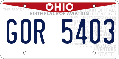 OH license plate GOR5403