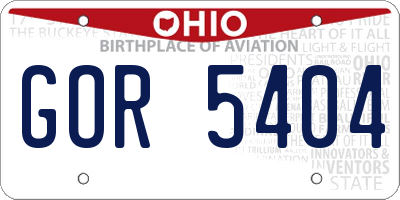 OH license plate GOR5404