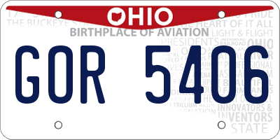 OH license plate GOR5406
