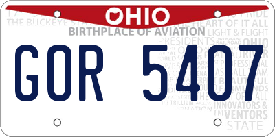 OH license plate GOR5407