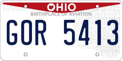 OH license plate GOR5413