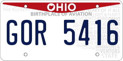 OH license plate GOR5416