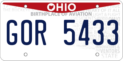 OH license plate GOR5433