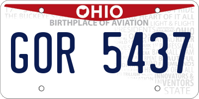 OH license plate GOR5437