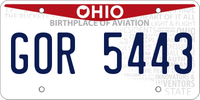 OH license plate GOR5443