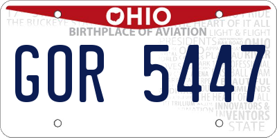 OH license plate GOR5447