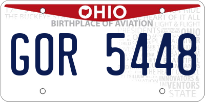 OH license plate GOR5448