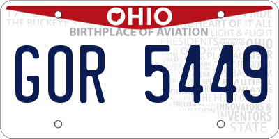 OH license plate GOR5449