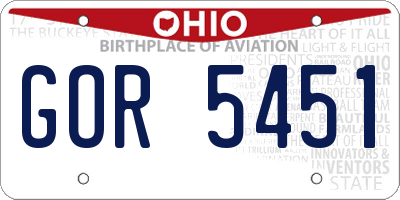 OH license plate GOR5451