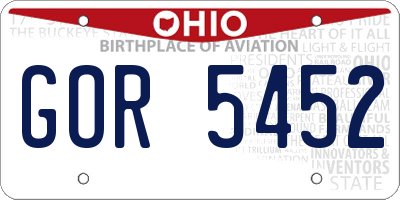 OH license plate GOR5452
