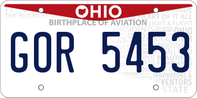 OH license plate GOR5453