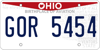 OH license plate GOR5454