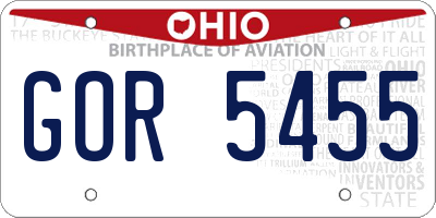 OH license plate GOR5455