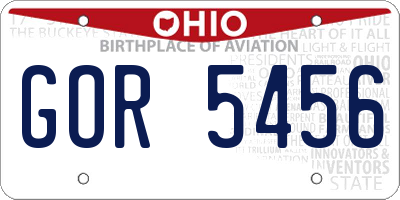 OH license plate GOR5456