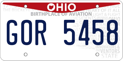 OH license plate GOR5458