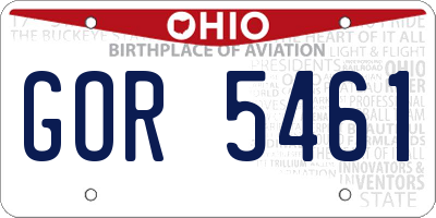 OH license plate GOR5461