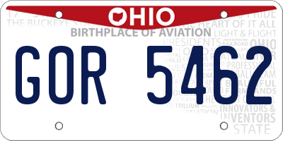 OH license plate GOR5462