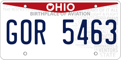 OH license plate GOR5463