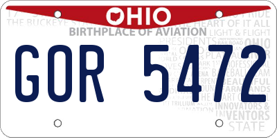 OH license plate GOR5472