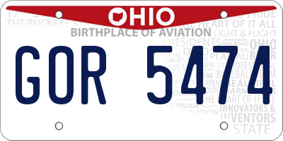 OH license plate GOR5474
