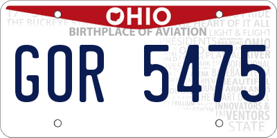 OH license plate GOR5475