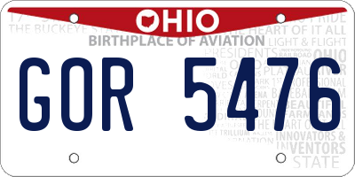 OH license plate GOR5476