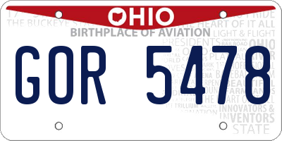 OH license plate GOR5478