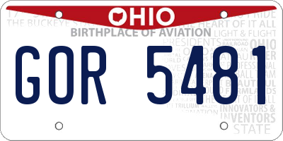 OH license plate GOR5481
