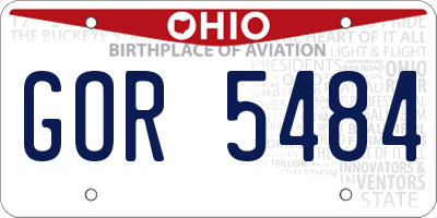 OH license plate GOR5484