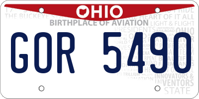 OH license plate GOR5490