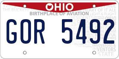 OH license plate GOR5492
