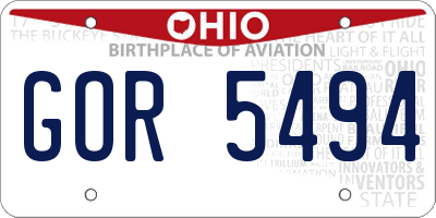OH license plate GOR5494