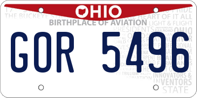 OH license plate GOR5496