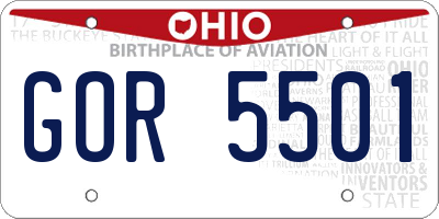 OH license plate GOR5501