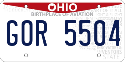 OH license plate GOR5504