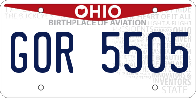 OH license plate GOR5505