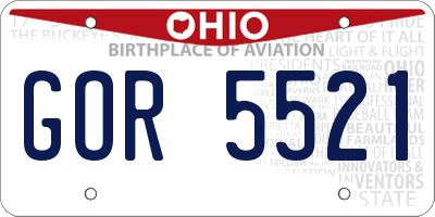 OH license plate GOR5521