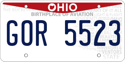 OH license plate GOR5523