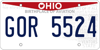 OH license plate GOR5524
