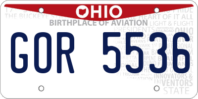 OH license plate GOR5536