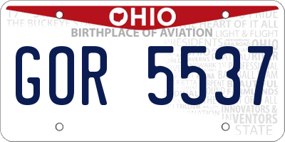 OH license plate GOR5537