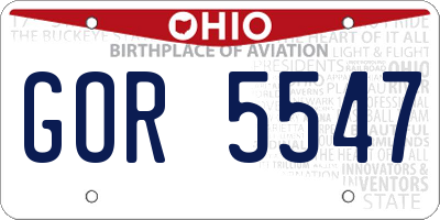 OH license plate GOR5547