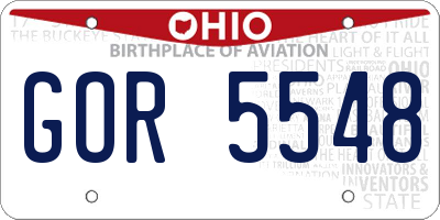 OH license plate GOR5548