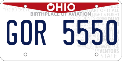 OH license plate GOR5550